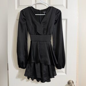 Lulu's Black Long Sleeve Romper Dress
